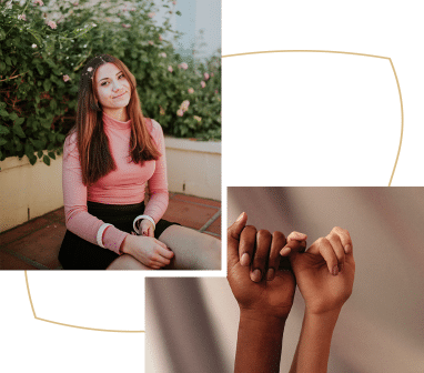 women smiling and pinky promise